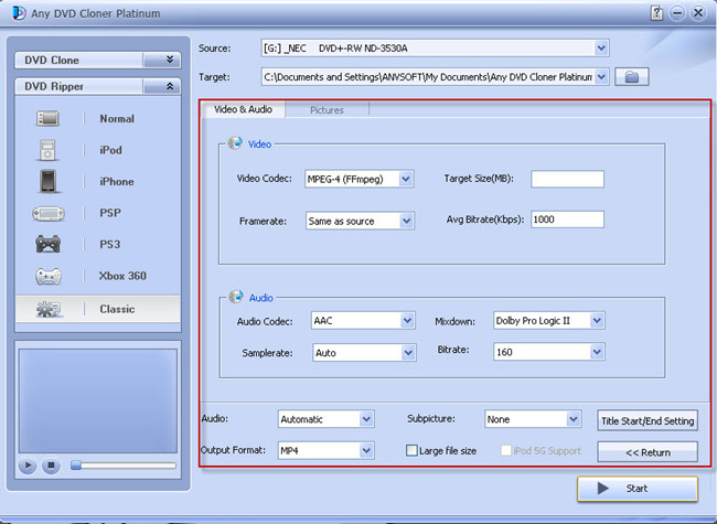 click more settings to customize video and audio settings