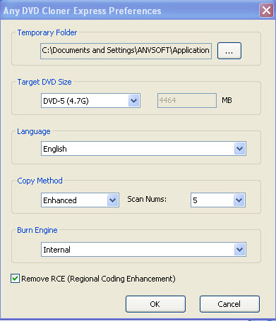 any dvd cloner express preferences